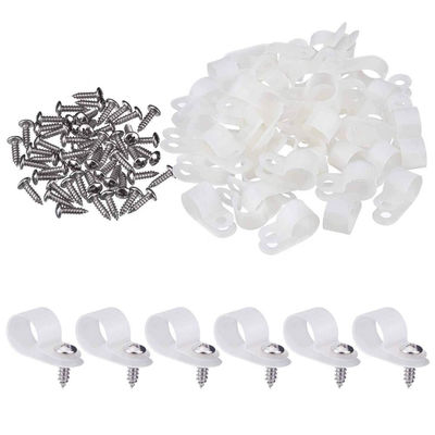 1000Pcs PE Cable Tie Accessories 1/2 Inch Plastic R Type Clip Clamp