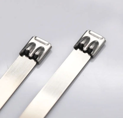 SS 304 Double Locking Type Stainless Steel Cable Ties 0.3mm Thickness